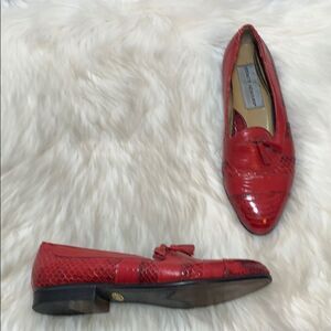Stacy Adams Red Snakeskin Tassel Loafers Sz 7